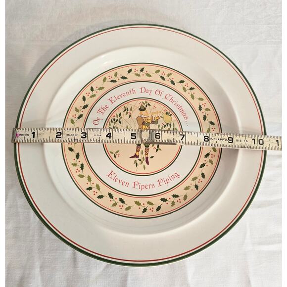 Vintage Anchor Hocking Stoneware Collector Plate 11th Day of Christmas 10 1/2" - Picture 3 of 3